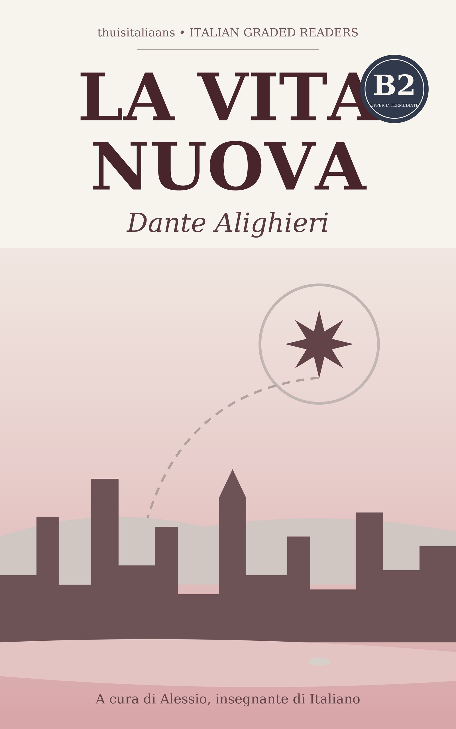 Copertina del libro in italiano facile La Vita Nuova di Dante Alighieri, livello B2, collana thuisitaliaans