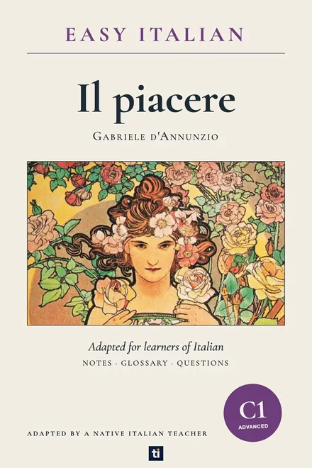 Omslag: Il piacere van Gabriele D'Annunzio, Italiaans leesboek, ERK-niveau C1