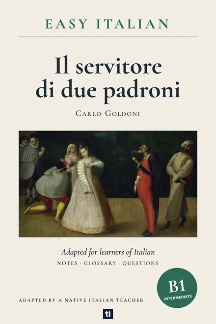 Omslag: Il servitore di due padroni van Carlo Goldoni, Italiaans leesboek, ERK-niveau B1