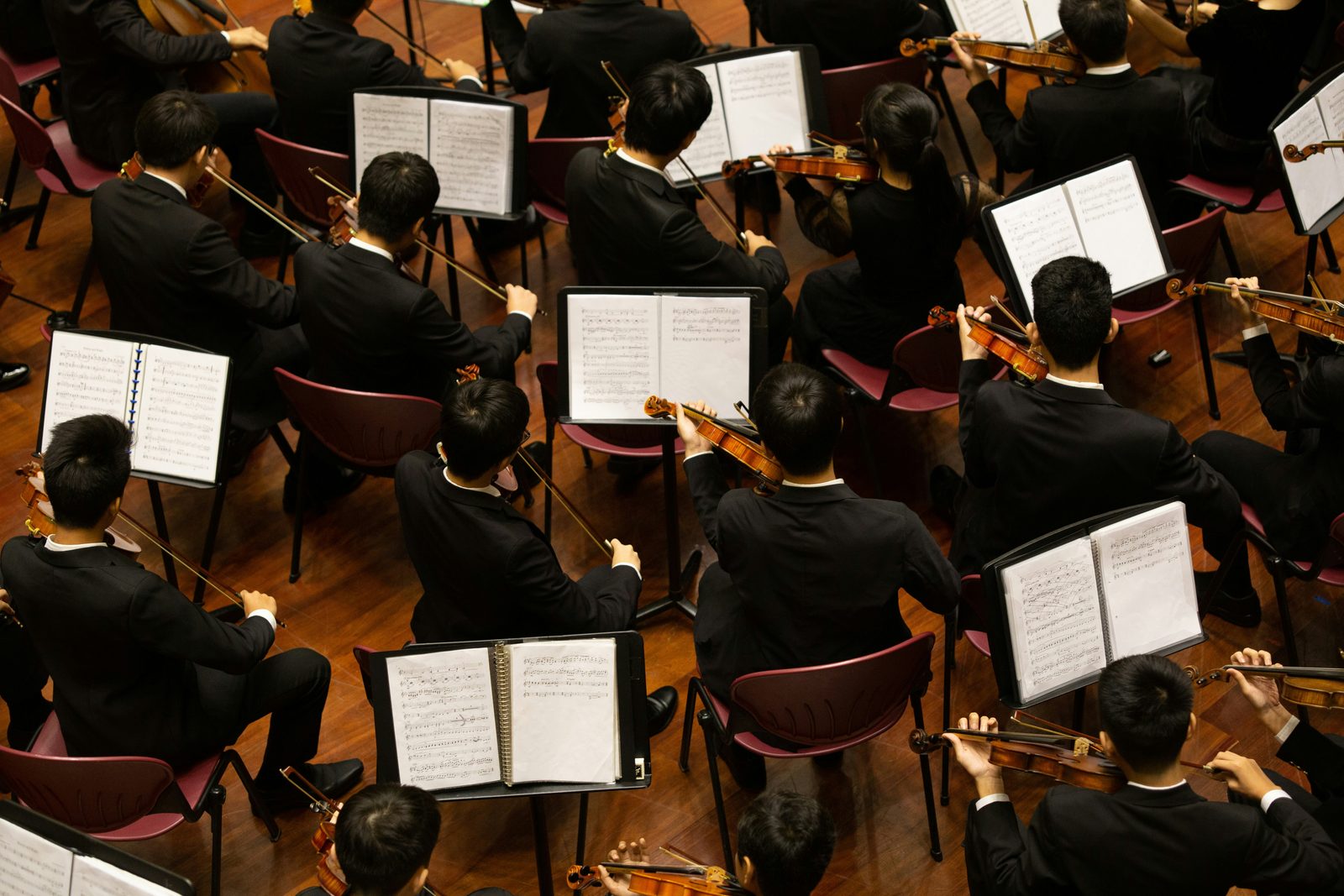 Orkest van bovenaf tijdens het concert · Italiaanse grammatica B2