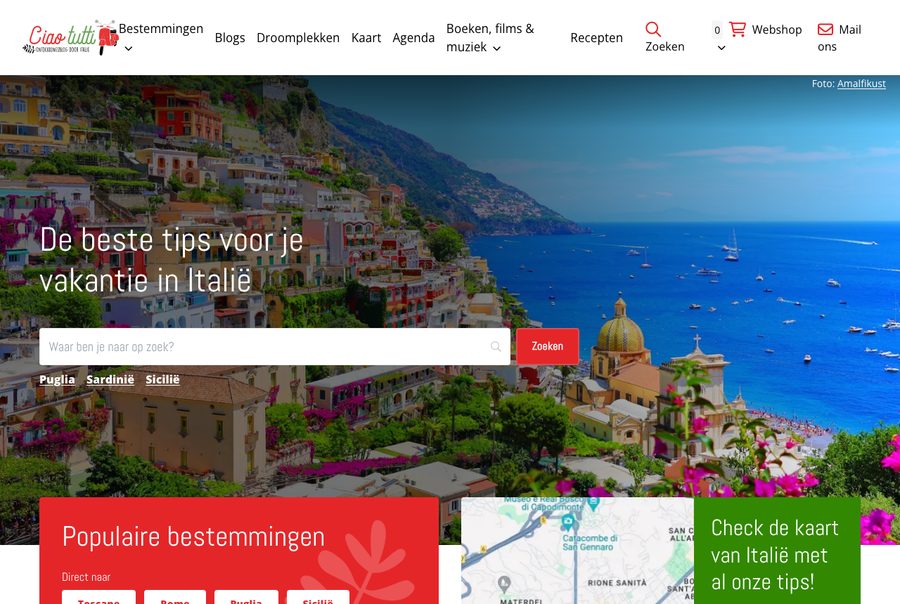 De homepage van ciaotutti.nl
