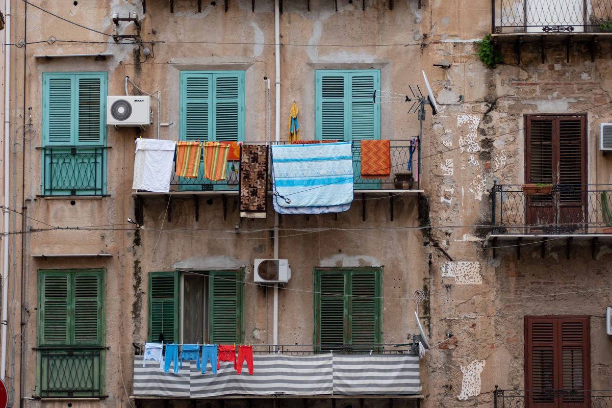 Washing drying on balconies in Palermo
