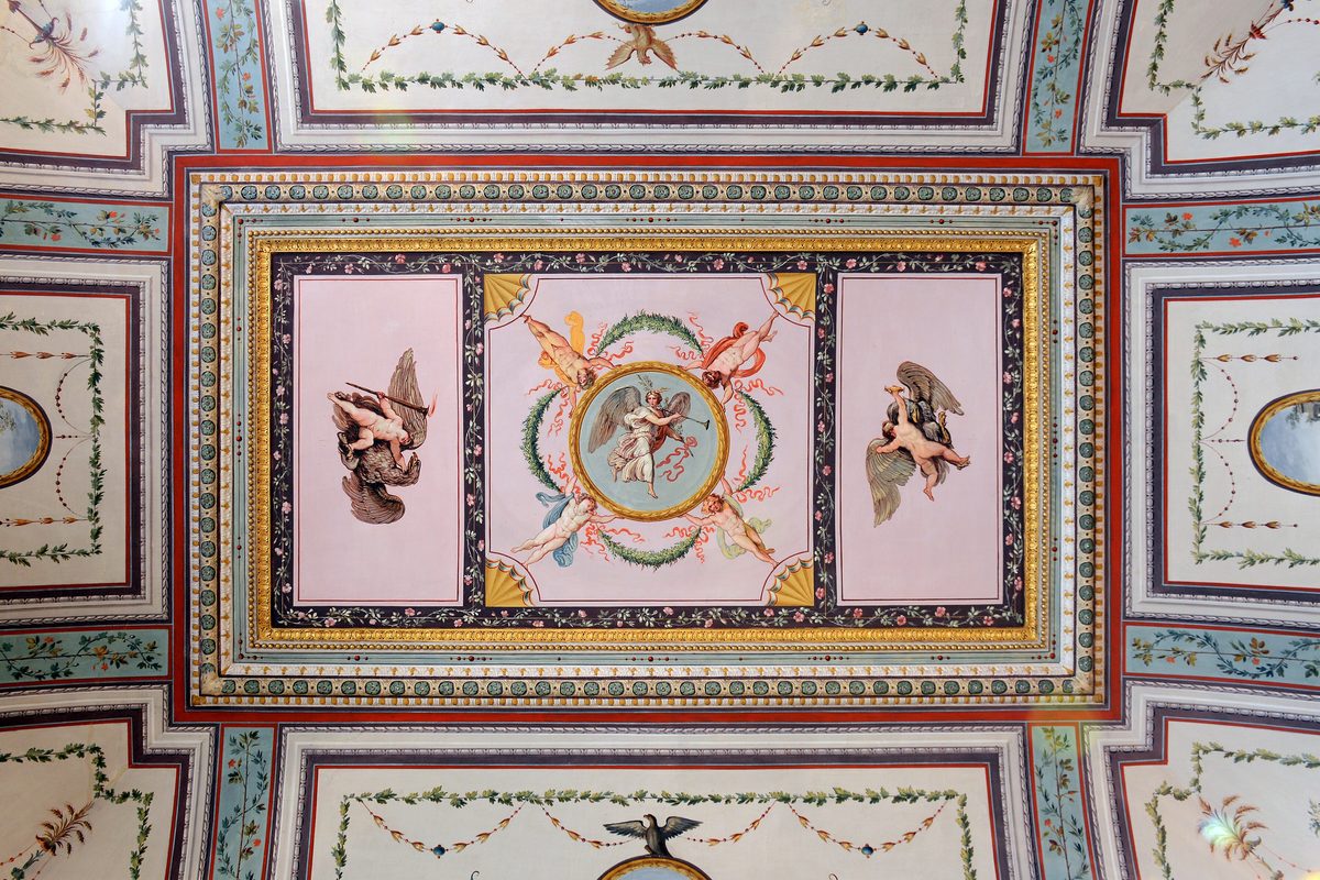 A painted and gilded ceiling in the Galleria Borghese in Rome