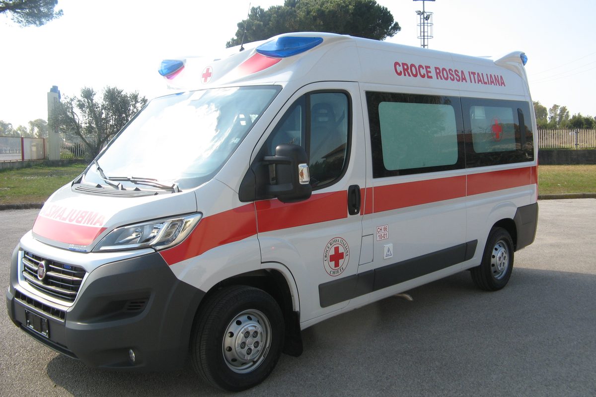 An Italian Red Cross ambulance in Chieti
