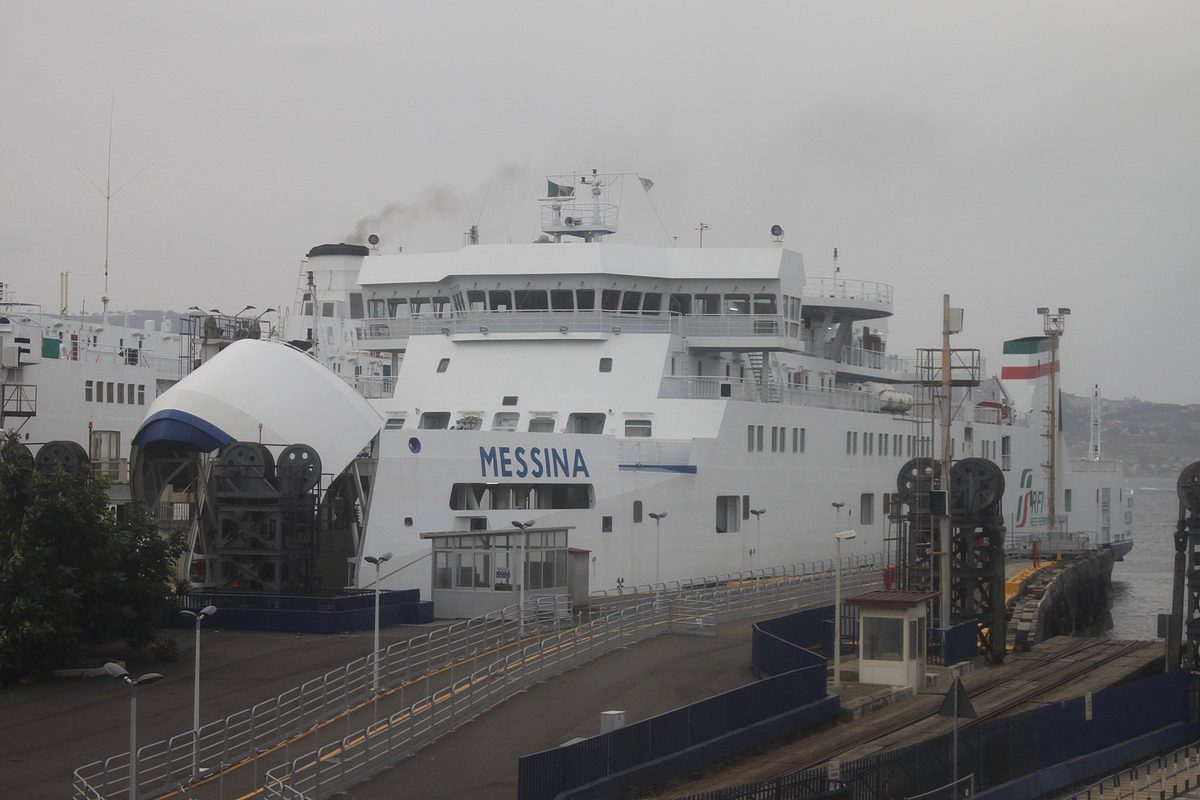 The ferry «Messina» docking at Villa San Giovanni on the Strait of Messina