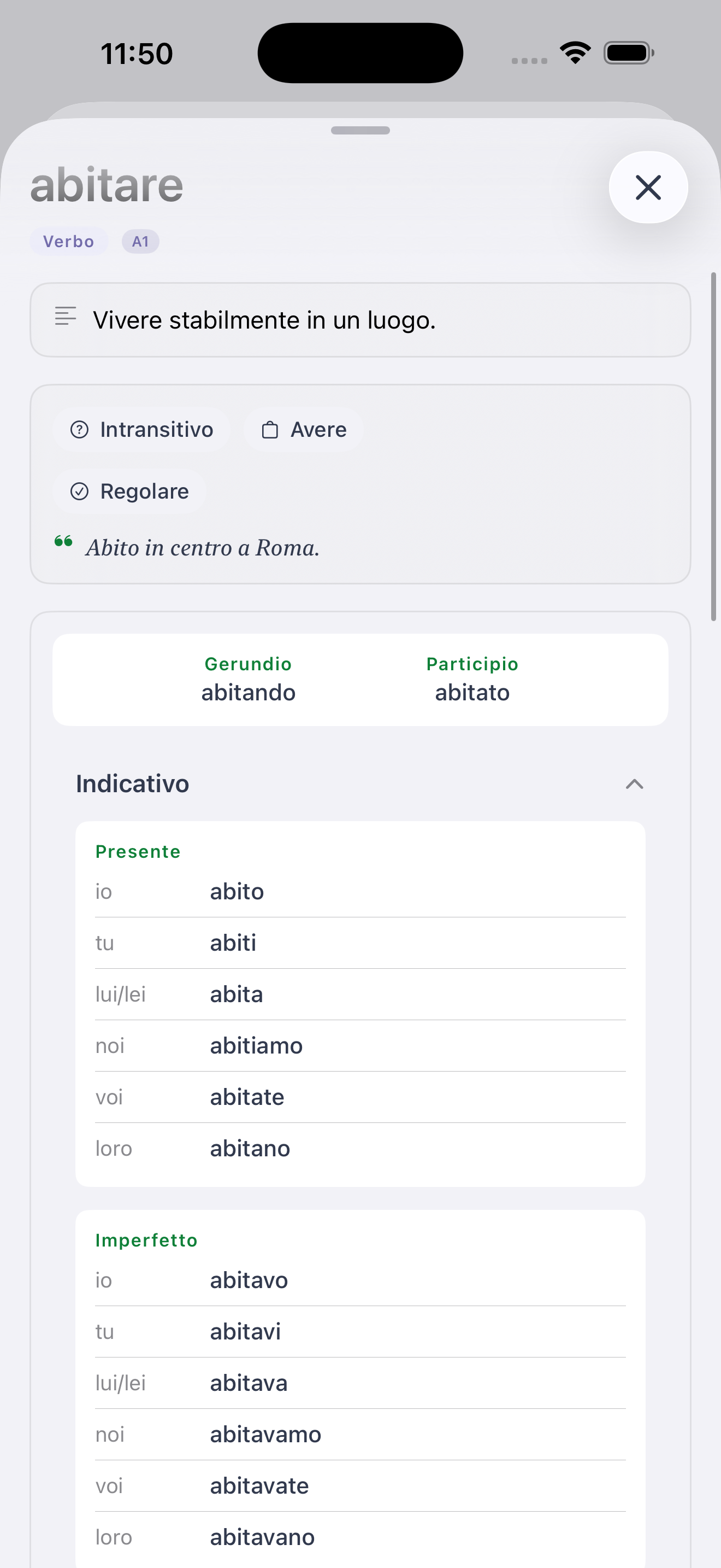Coniugazioni verbo