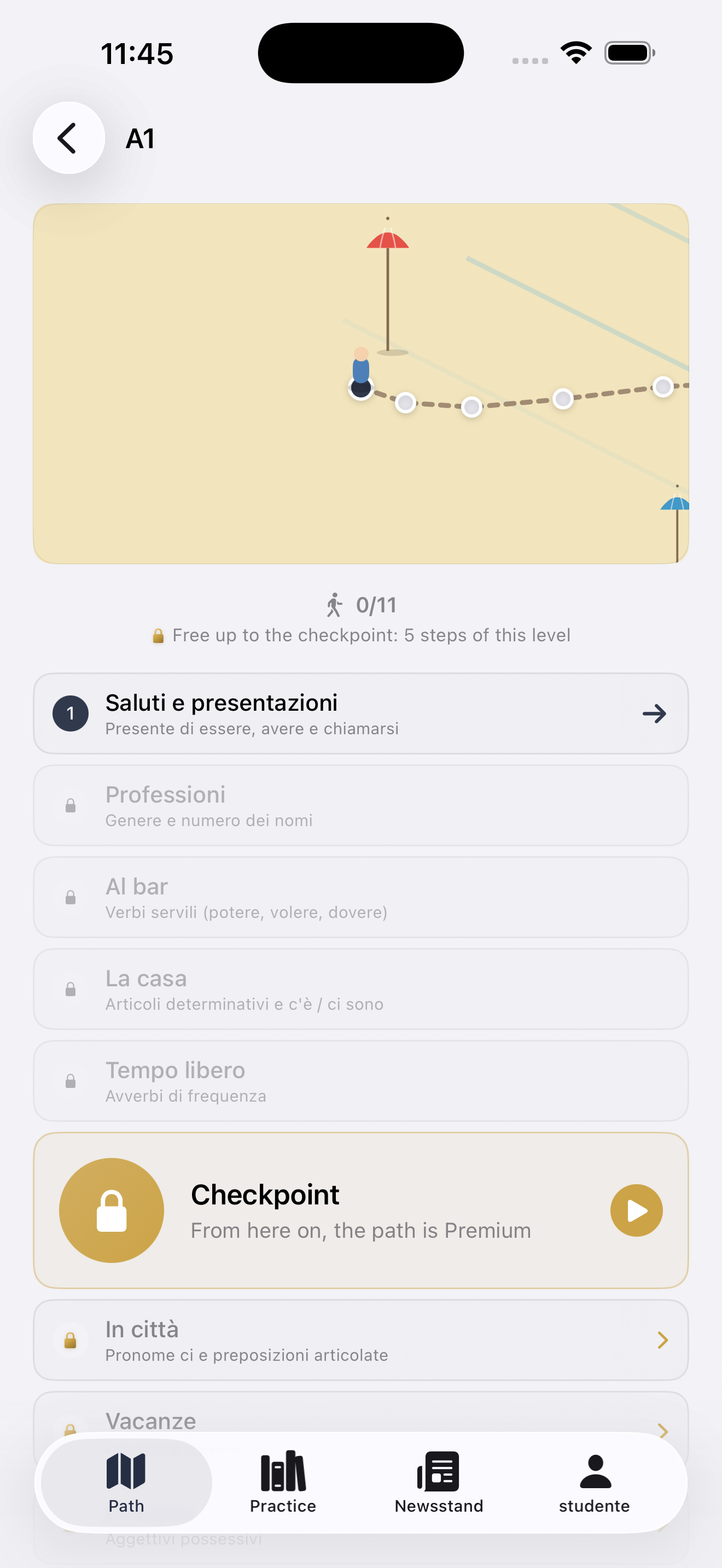 Il percorso di Ti su iPhone