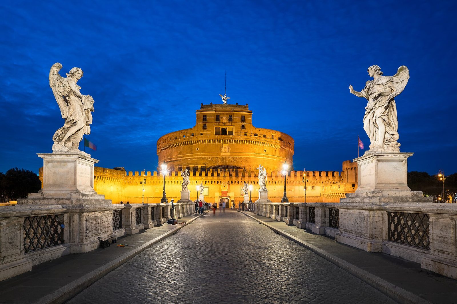 Castel Sant'Angelo and Ponte Sant'Angelo in Rome , Italy, Roma (Lazio, Italia)