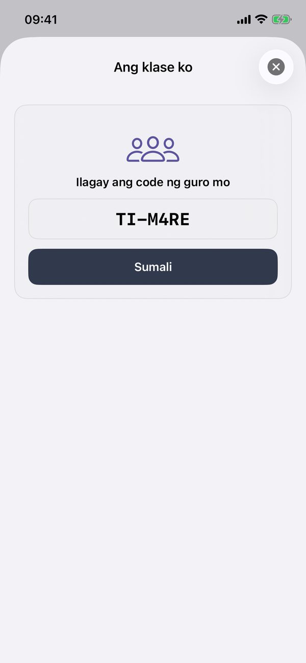 Pagsali gamit ang class code