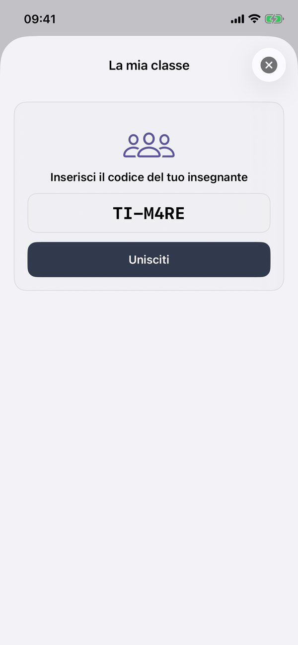 L'ingresso col codice della classe