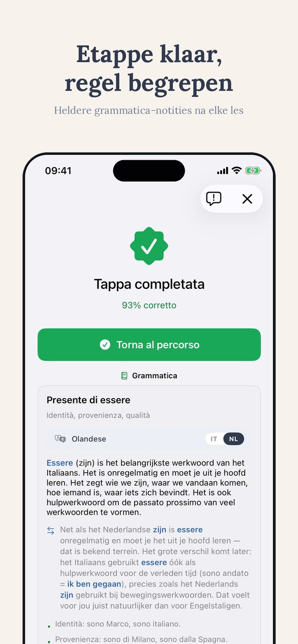 Etappe klaar, met de grammaticanotitie erbij