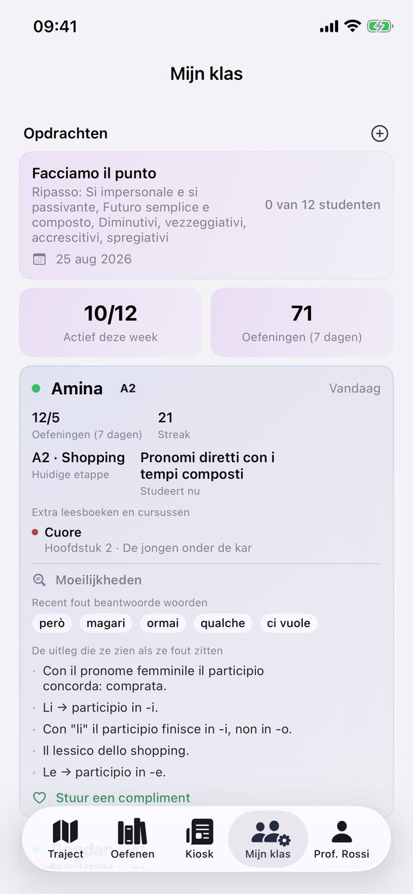 De voortgang van één student