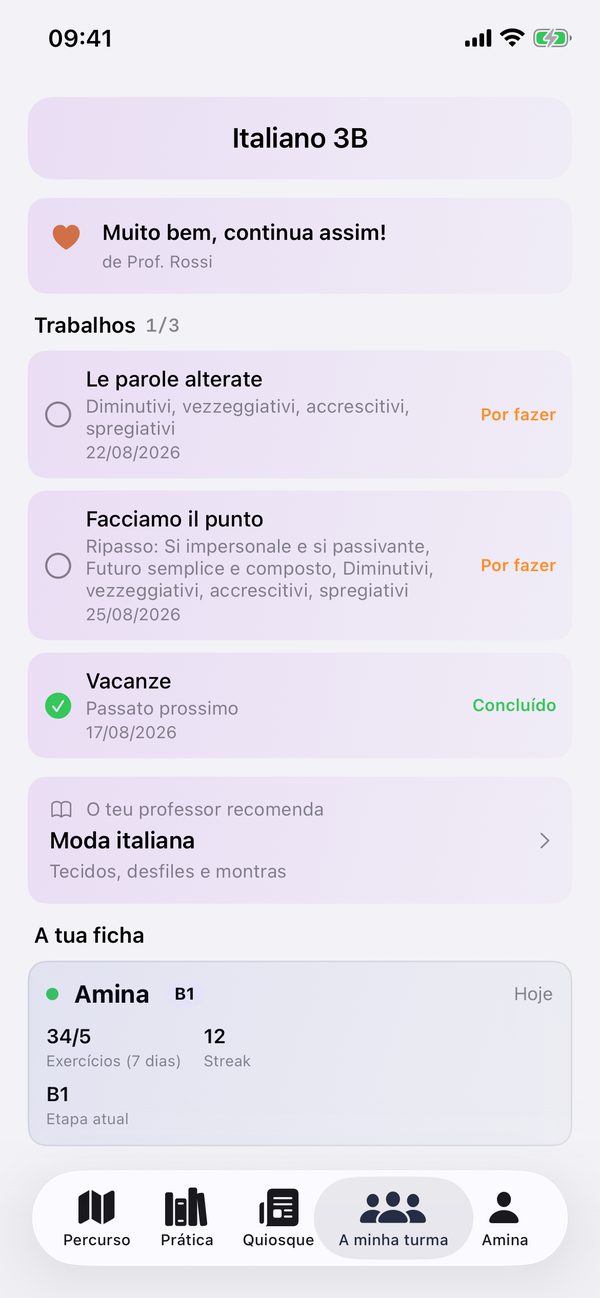 As tarefas da turma, com prazo