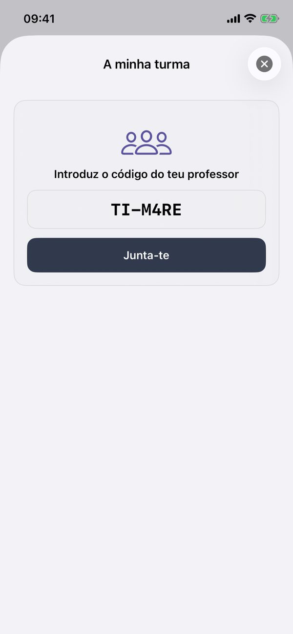 A entrada com o código da turma