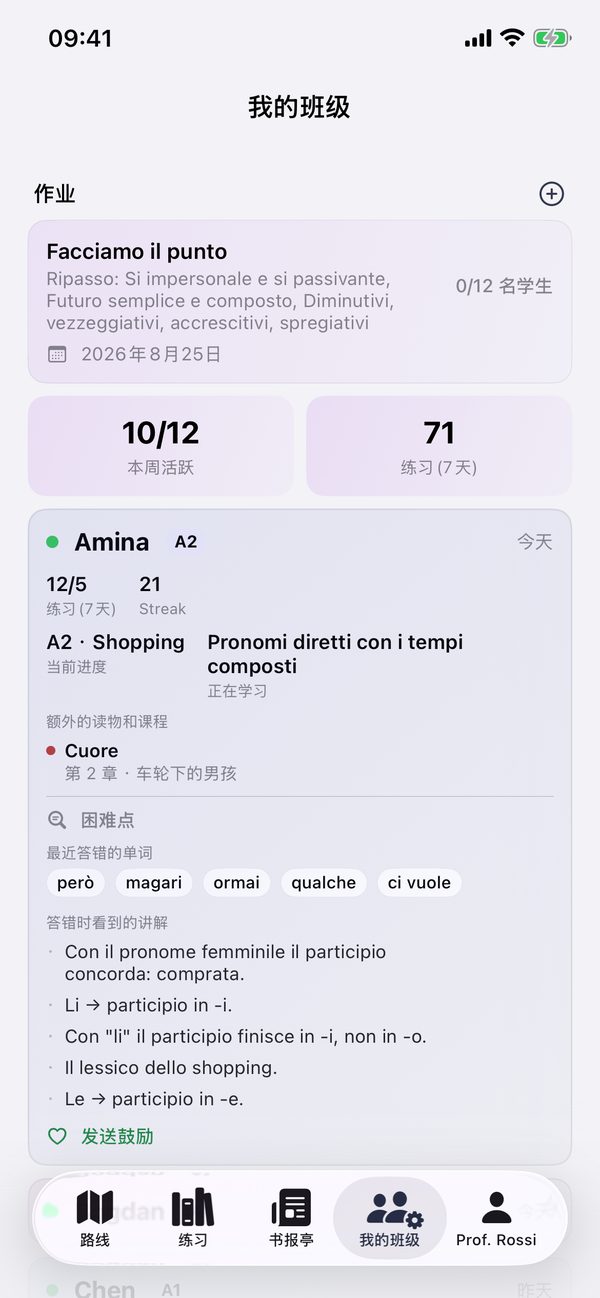 单个学生的进度